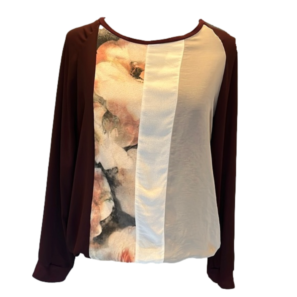Zara Basic Flowy Raglan sleeved Patchwork Blouse Size S